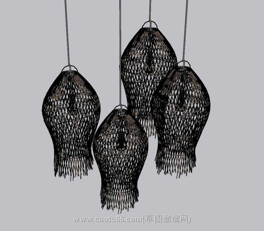 藤制吊灯SU模型