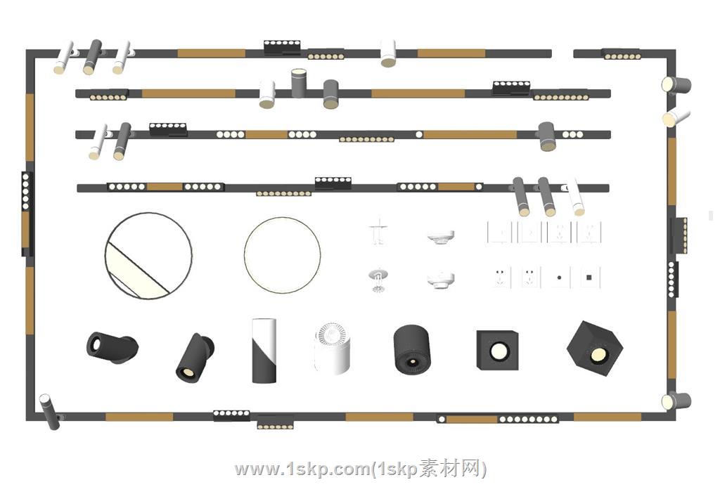 轨道灯灯带无主灯SU模型