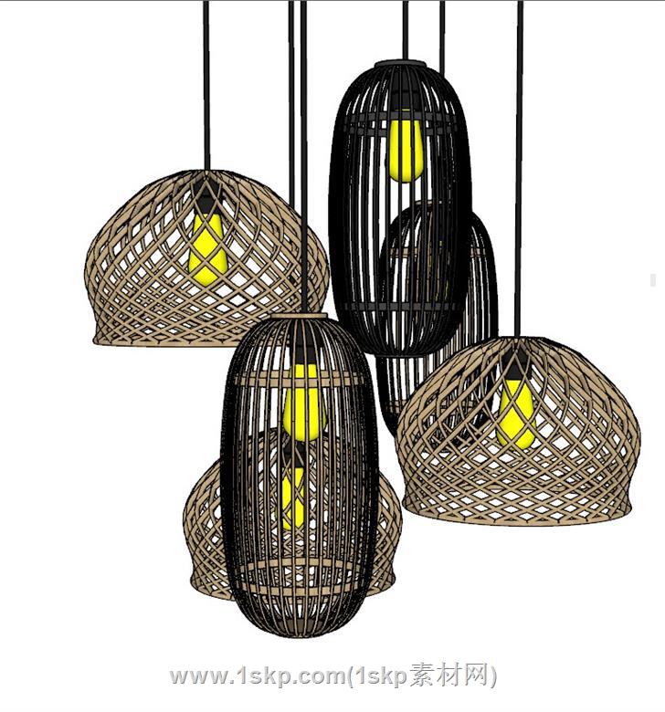 藤制吊灯SU模型
