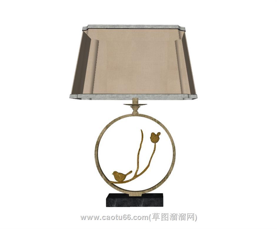 新中式桌灯台灯SU模型