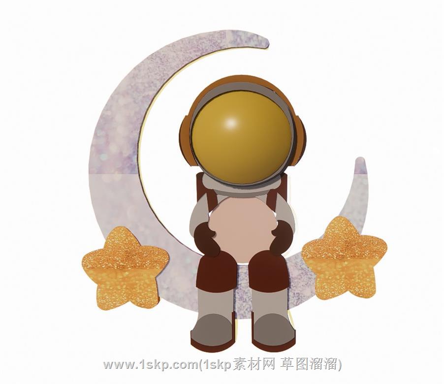 太空人月亮星星SU模型