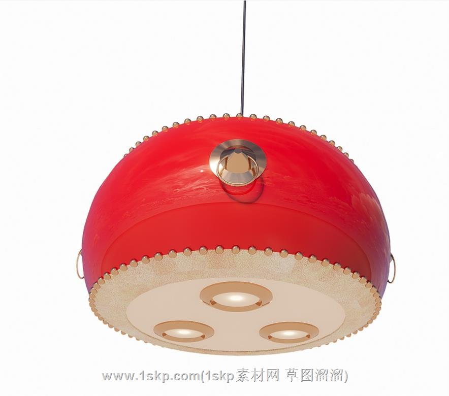 中式鼓灯SU模型