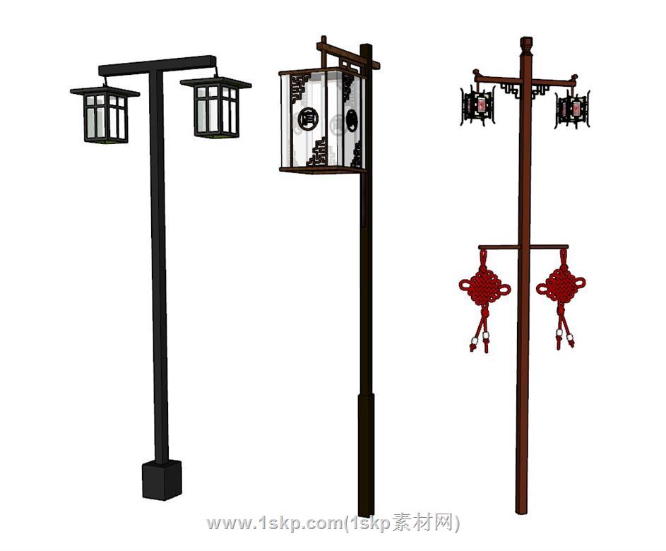 中式景观灯路灯SU模型