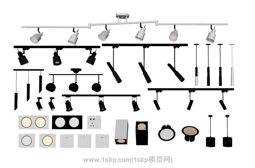 轨道灯射灯SU模型