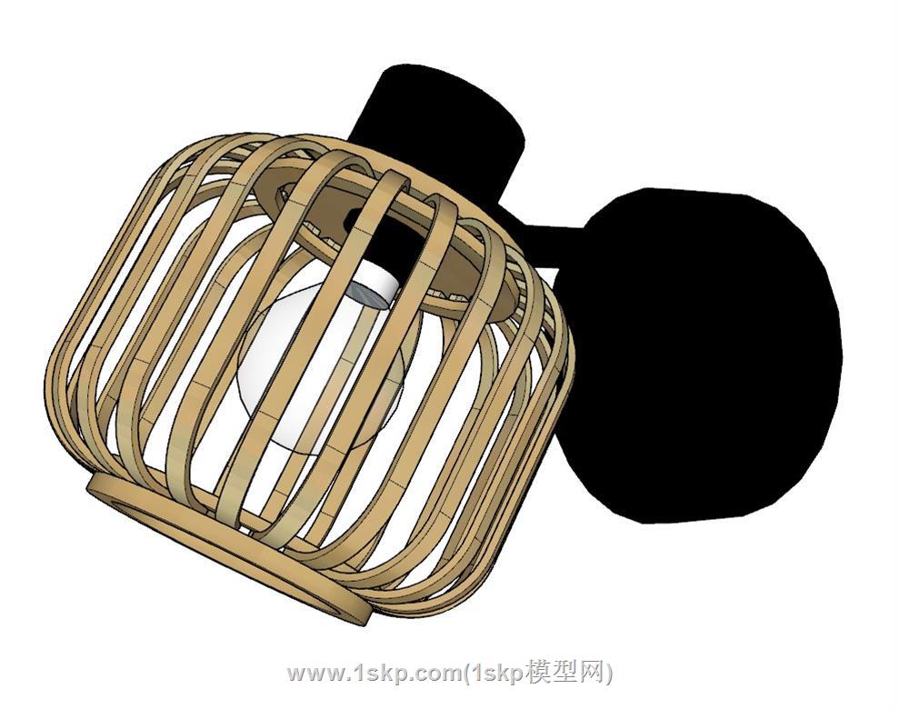 竹制灯罩壁灯SU模型