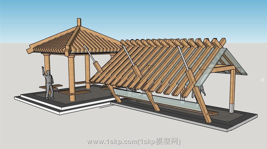 亭子木亭SU模型