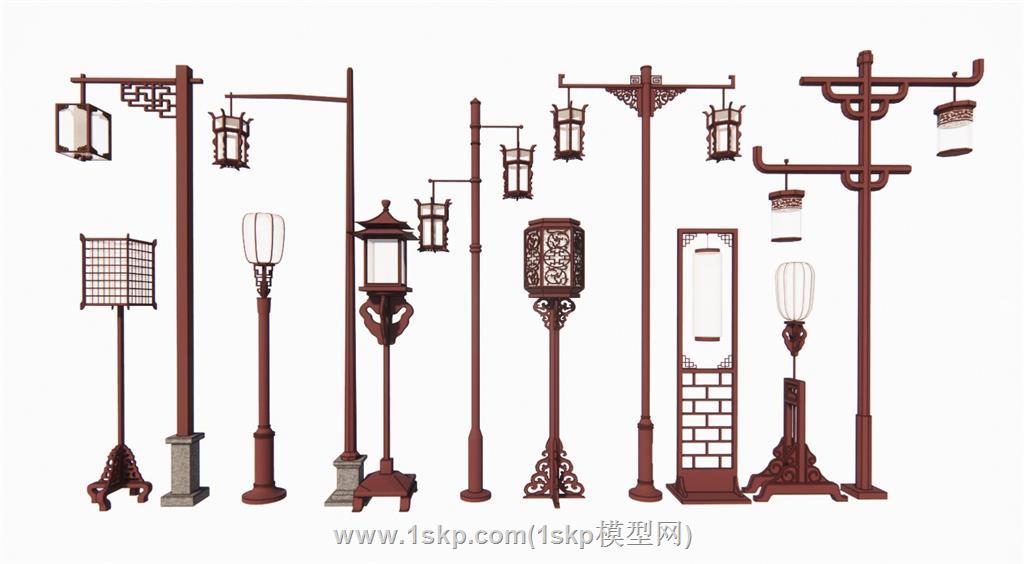 中式灯景观灯路灯SU模型