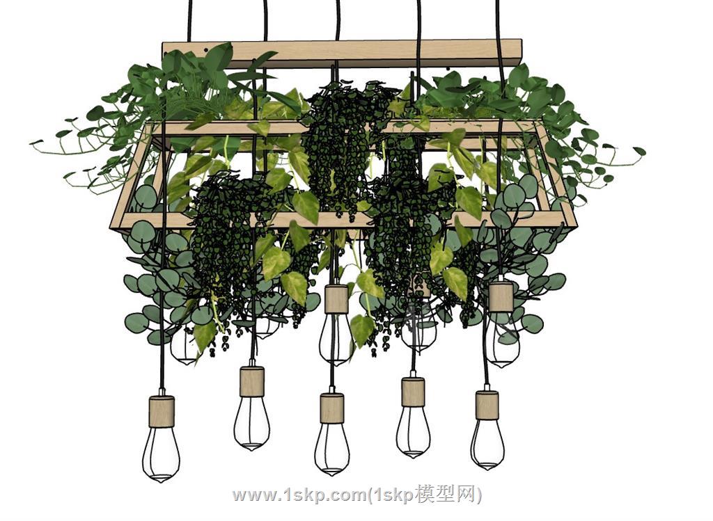 绿植吊灯SU模型