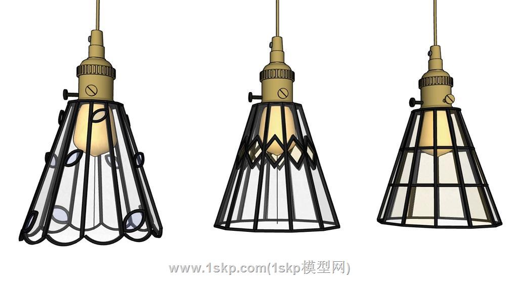 复古玻璃吊灯SU模型