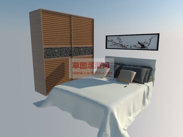 衣柜双人床床铺SU模型