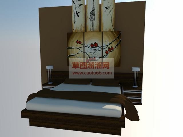 板床床铺床头柜SU模型