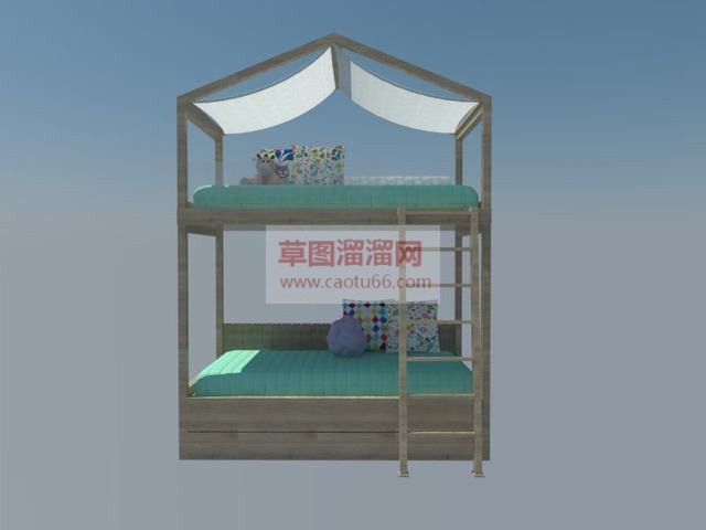 高低铺上下铺床铺SU模型