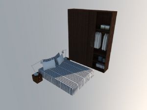 衣柜床铺床头柜SU模型