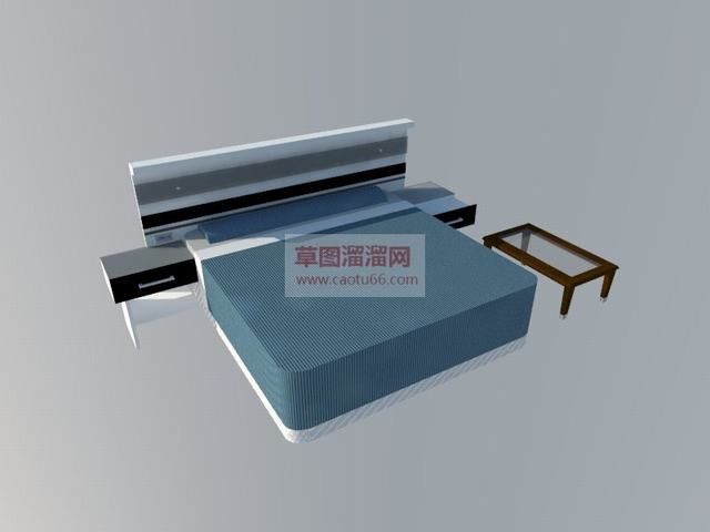 双人床茶几床铺SU模型