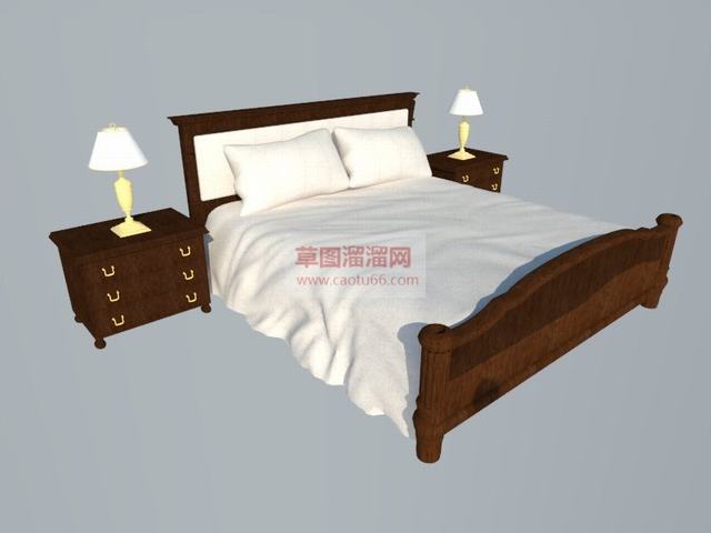 家具双人床床铺SU模型