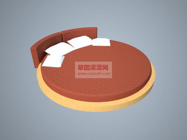 小圆床双人床床铺SU模型