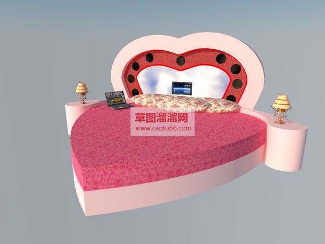 爱心心形床铺SU模型