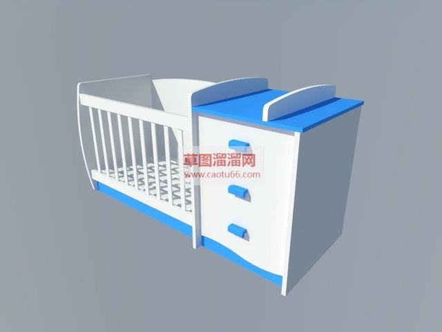 婴儿床幼儿床儿童床SU模型