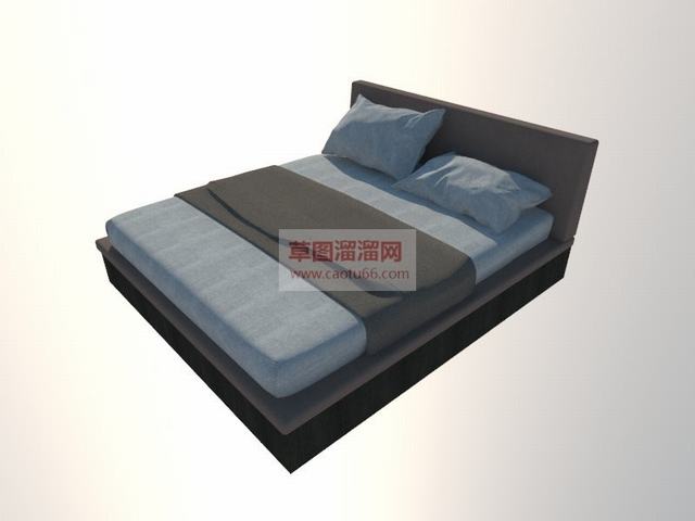 现代双人床床铺家具SU模型