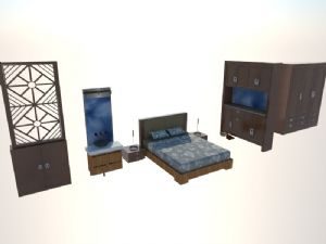 玄关柜浴室柜床铺SU模型