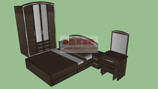 床铺衣柜梳妆台SU模型