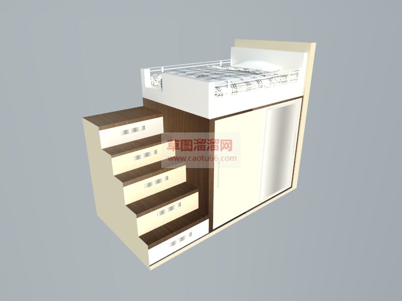 高低铺床梯柜SU模型