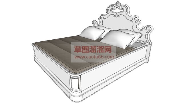 欧式床铺双人SU模型