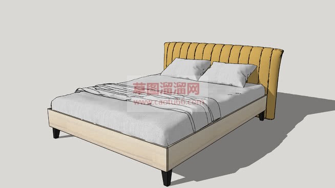 现代双人床床SU模型