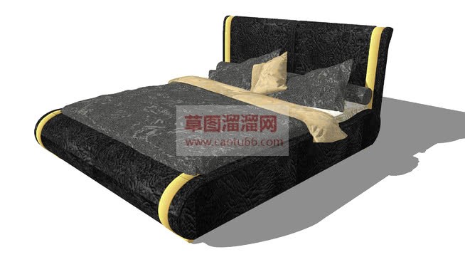 现代双人床床SU模型