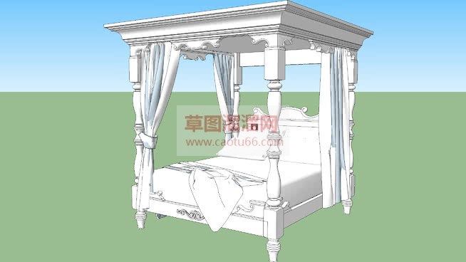 哥特风格床铺SU模型