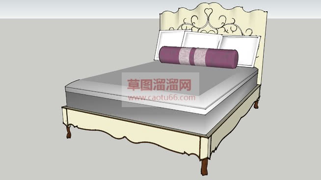 实木双人床皇SU模型