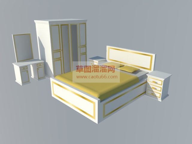 欧简卧室家具SU模型