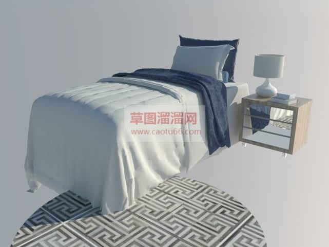 单人床床头柜SU模型