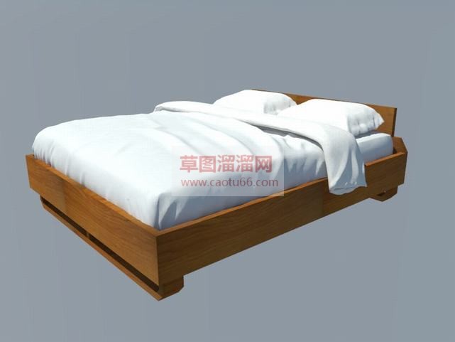 木制双人床床SU模型