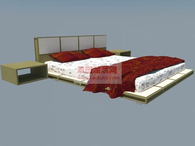 板床双人床矮SU模型