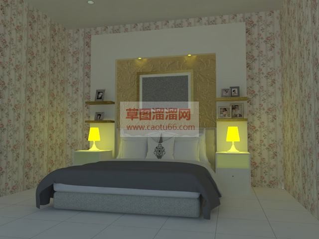卧室房间床铺SU模型