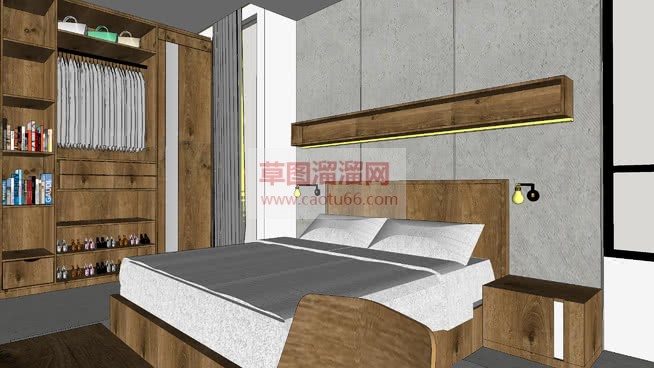 房间卧室床铺SU模型
