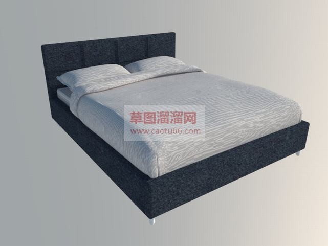 现代双人床床SU模型