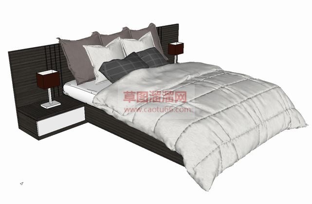 床上用品双人SU模型