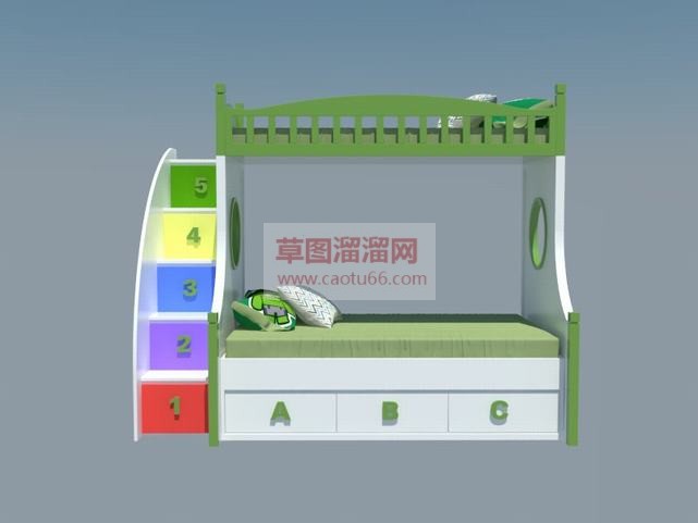 儿童床上下铺SU模型