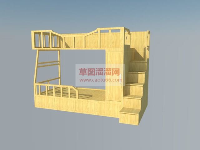 木质双层床上SU模型