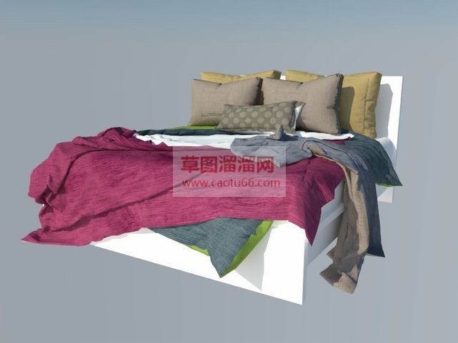 双人软床床铺SU模型