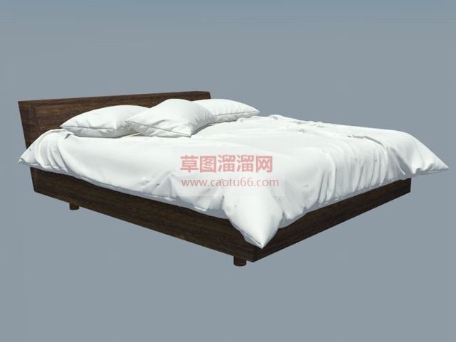木质双人床SU模型