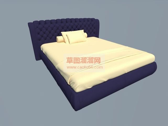 软包蓝色床铺SU模型