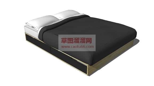 简单双人床家SU模型