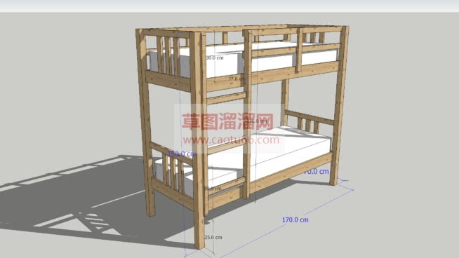 双层床高低铺SU模型