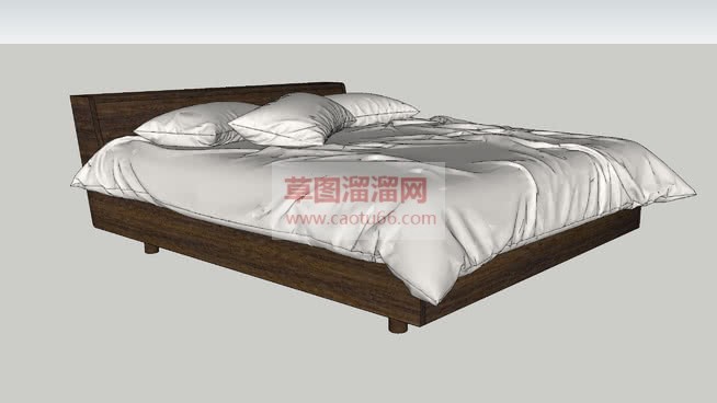 木质双人床SU模型