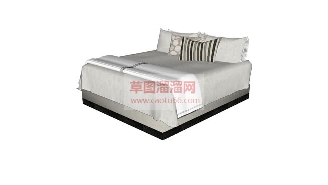 现代双人床床SU模型