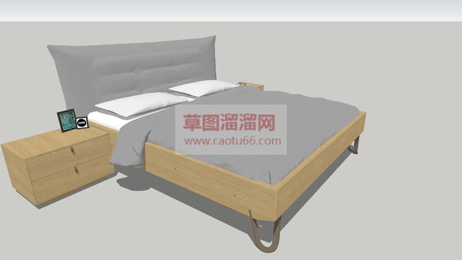 现代木质双人SU模型