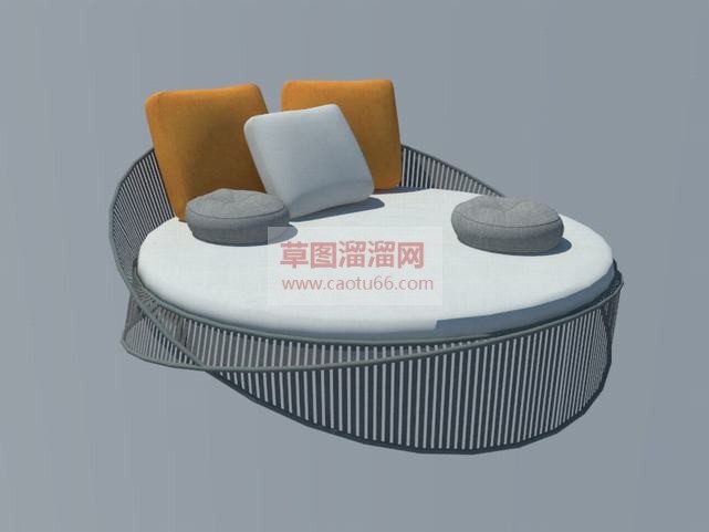 双人床大圆床SU模型